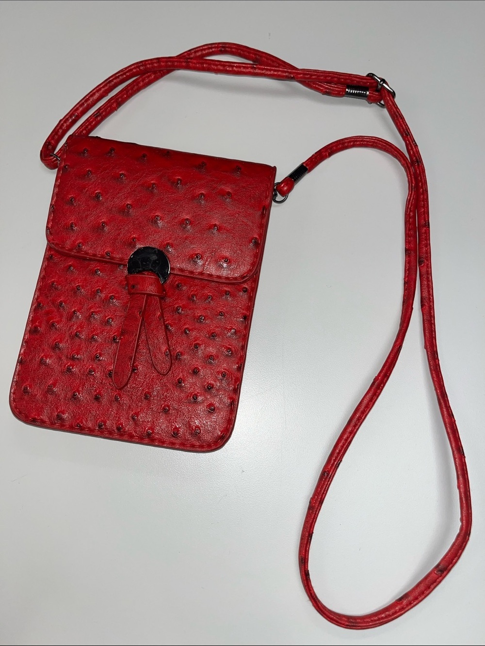 Source Unknown Red Textured Crossbody Phone Bag with Tassel